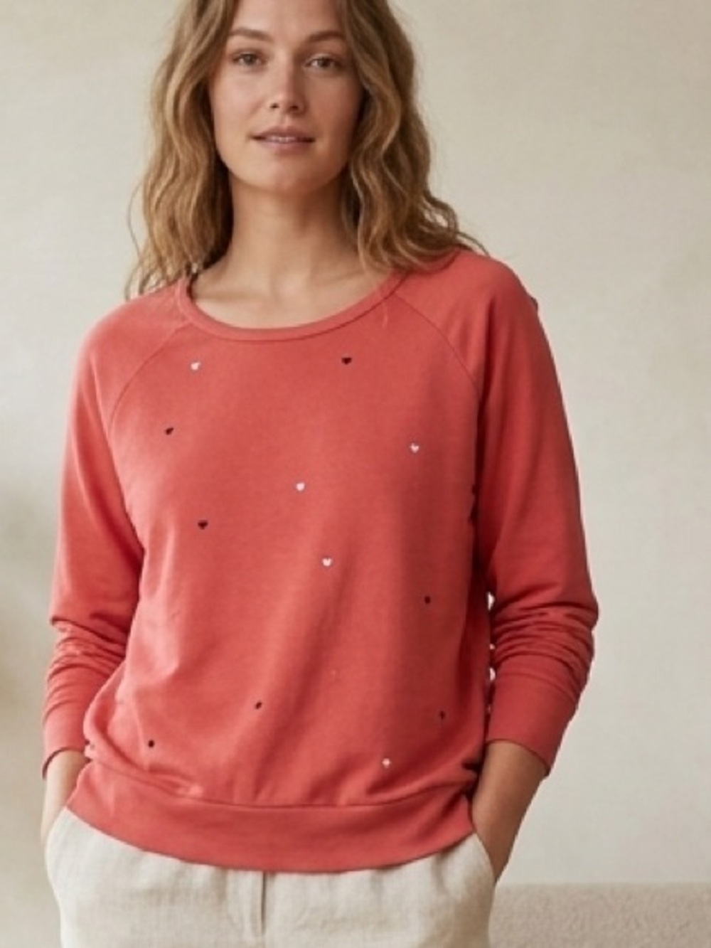 Sundry Coral Crew Neck Sweater Sundry Hearts Sweatshirt Size: XL